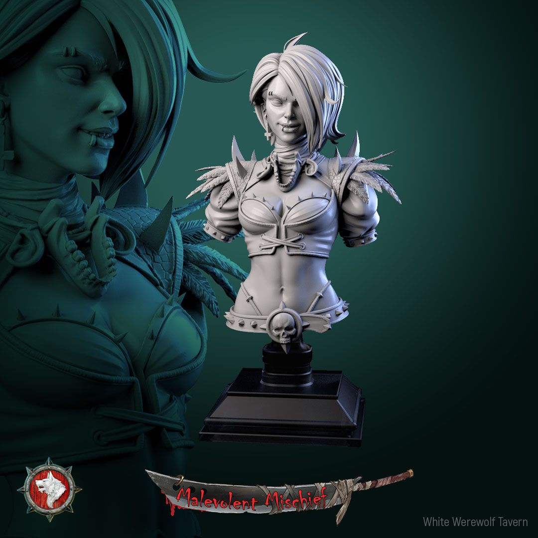 The Crimson Huntress bust pre-supported